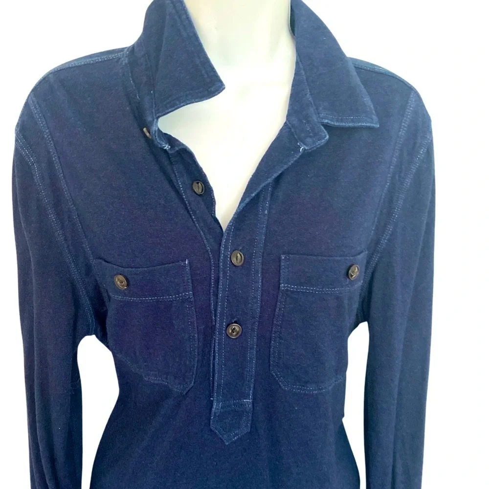 J Crew Utility Knit Shirt -XS navy button down , cotton